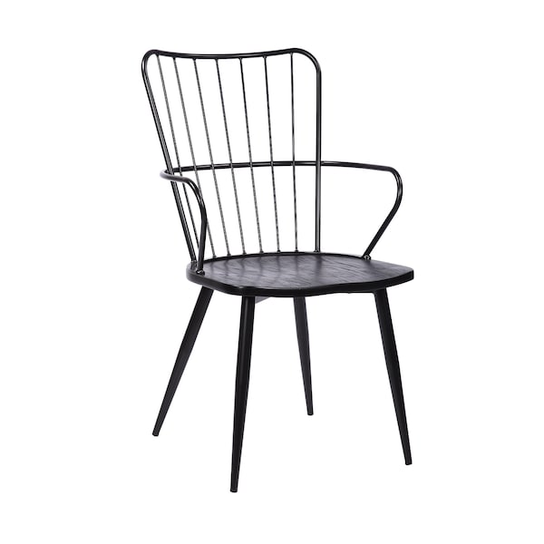 Armen Living Parisa High Back Steel Framed Side Chair in Black Powder Coated Finish and Black Brushed Wood LCPRSIBLBL - main